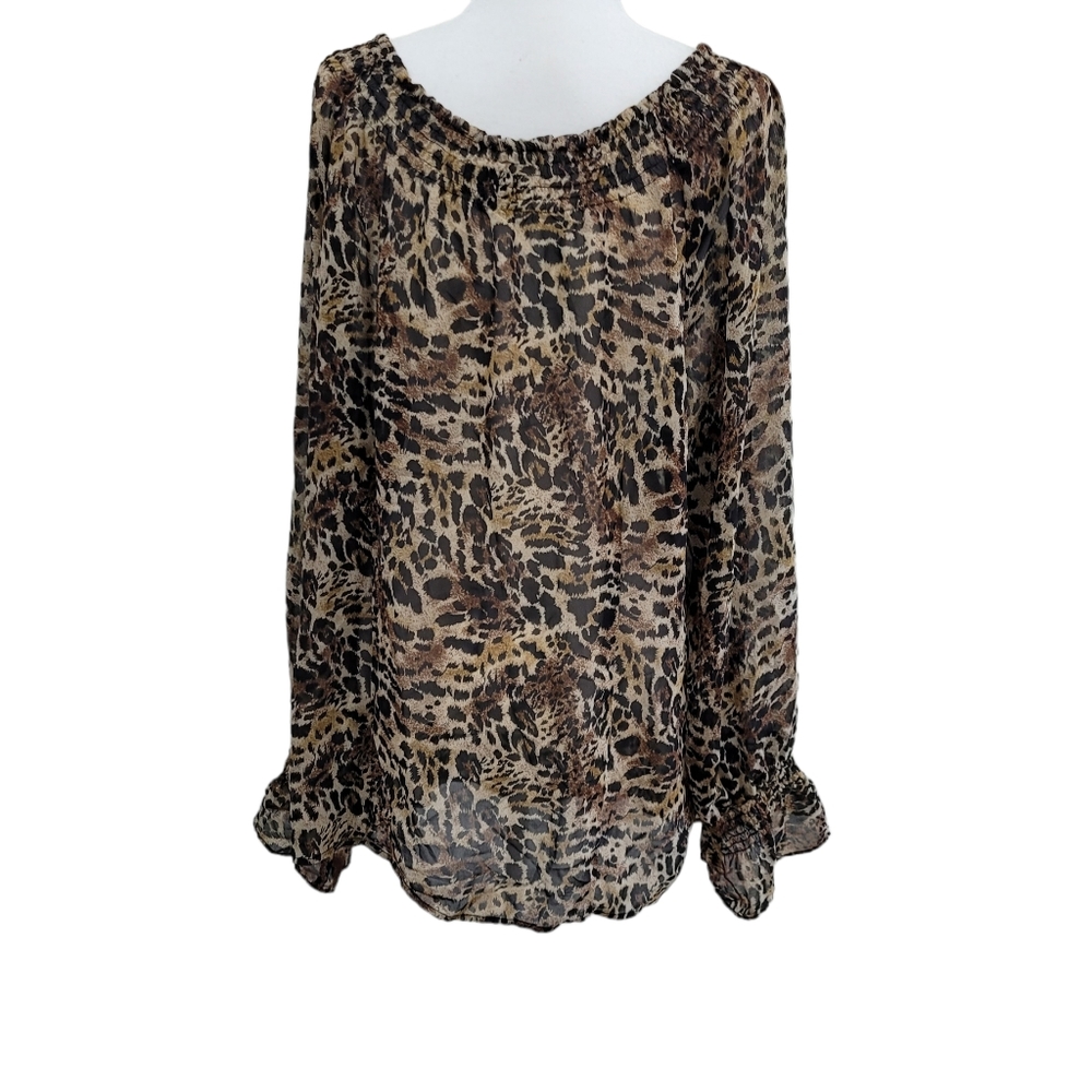 VENEZIA JEANS CLOTHING CO. LEOPARD PRINT PLUS SIZE BLOUSE
